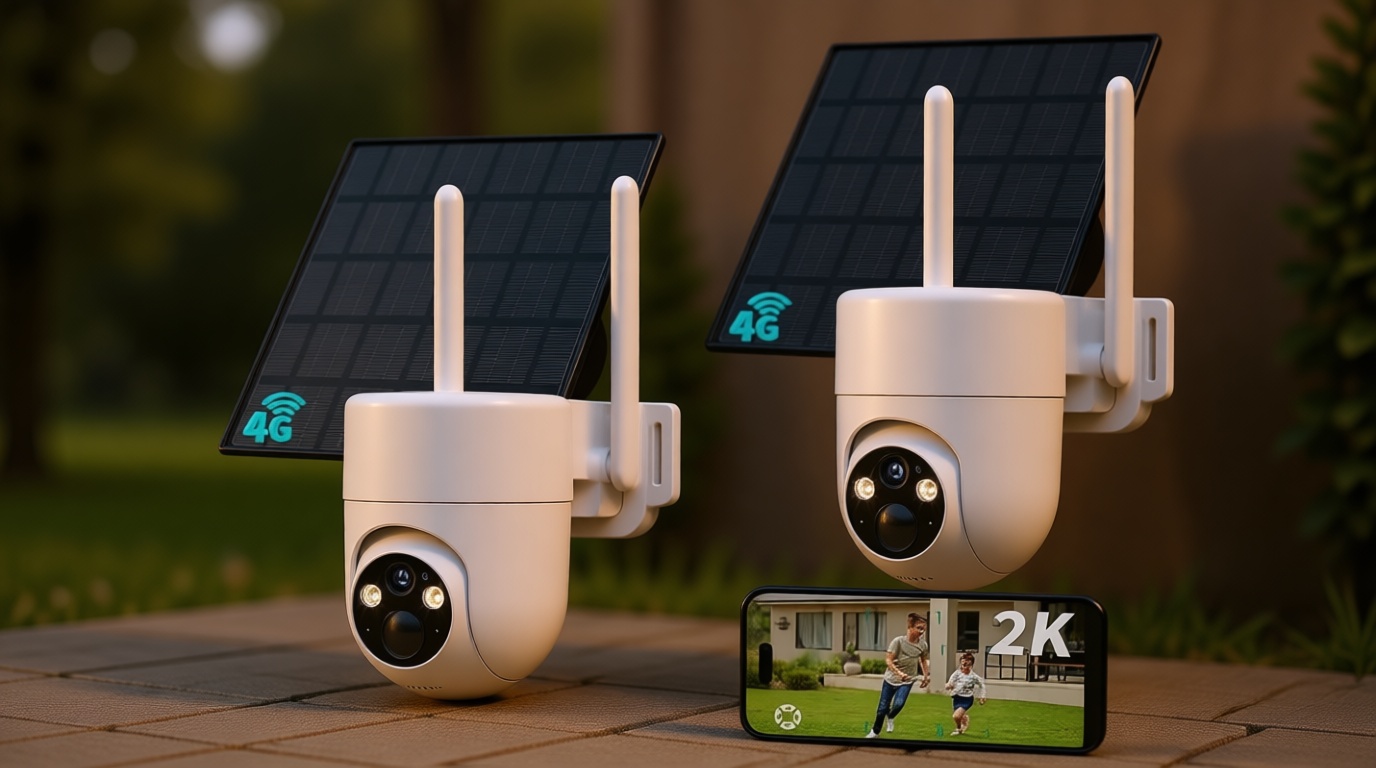 LIWAN 4G LTE Cellular Security Cameras Wireless Outdoor 2-Pack, Solar Powered No WiFi Security Camera with SIM Card, 2K HD Color Night Vision, 360° View Off-Grid Cam for Farm, Cabin, Construction Site