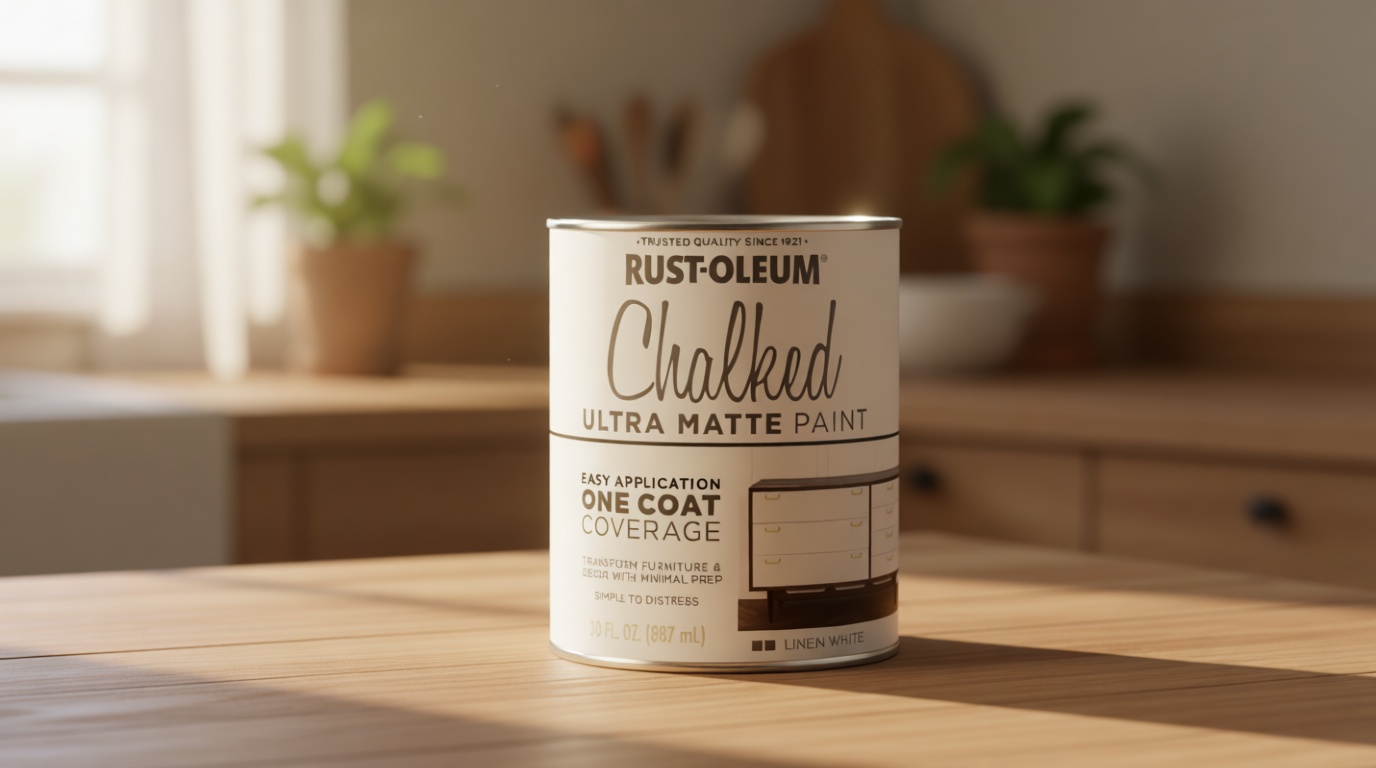 Rust-Oleum Linen White Chalked All-in-One Ultra Matte Paint | One Coat Coverage | No Primer, Sanding, Or Topcoat Needed | Easy Clean Up | Made in USA | 30 OZ