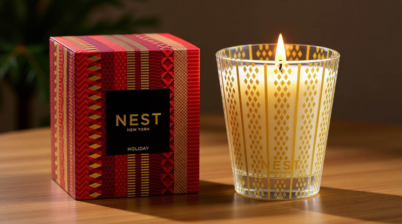 NEST New York Scented Classic Christmas Candle, Holiday - 8.1 oz - Up to 60-Hour Burn Time - Reusable Glass Vessel