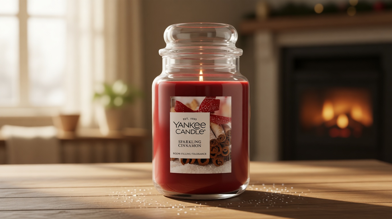 Yankee Candle Sparkling Cinnamon, Christmas Scented Candle, 22oz Large Jar with up to 150 Hour Burn Time, Giftable