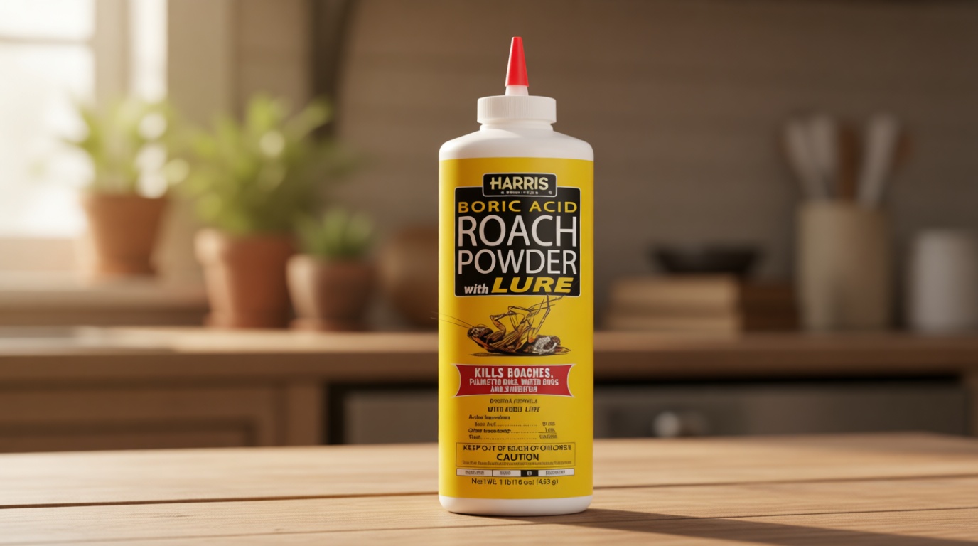 HARRIS Boric Acid Roach and Silverfish Killer Powder w/Lure for Insects (16oz)