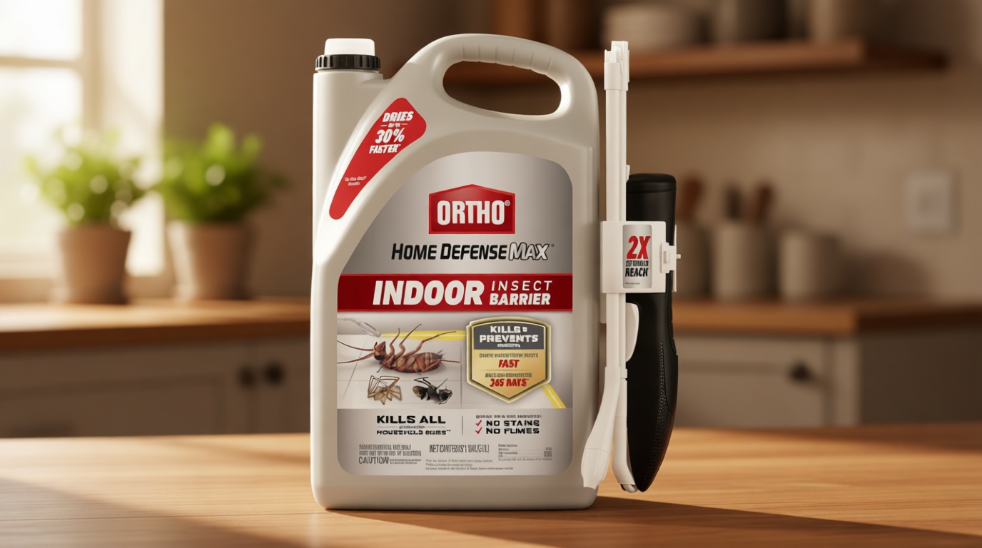Ortho Home Defense Max Indoor Insect Barrier with Extended Reach Comfort Wand - Ready-To-Use Home Bug Spray, Kills Ants, Roaches, Spiders, Fleas and Ticks, 1 gal.