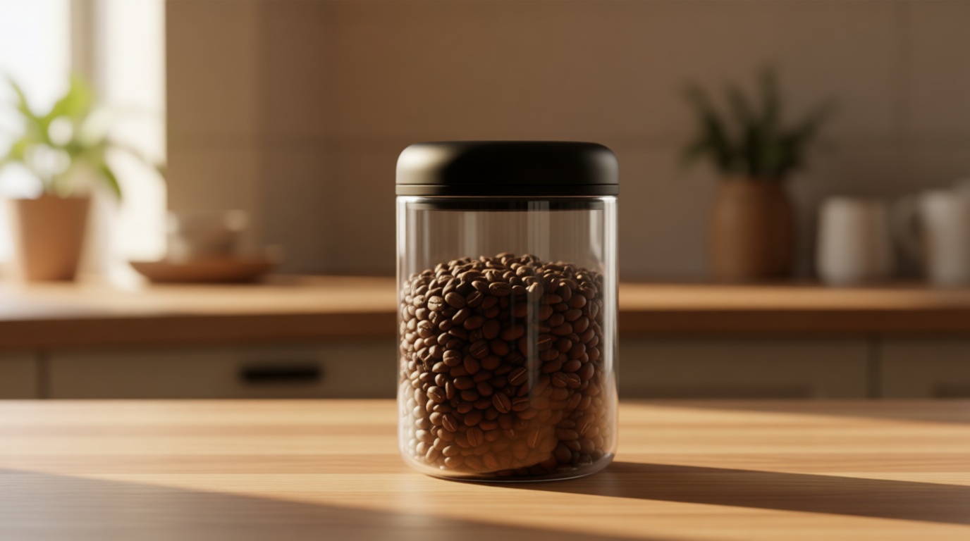 Fellow Atmos Vacuum Coffee Canister & Food Storage Container - 1.2 Liter Canister holds up to 16 oz of Coffee Beans - Airtight Food Storage Containers - Coffee Containers - 1.2 Liter - Clear Glass