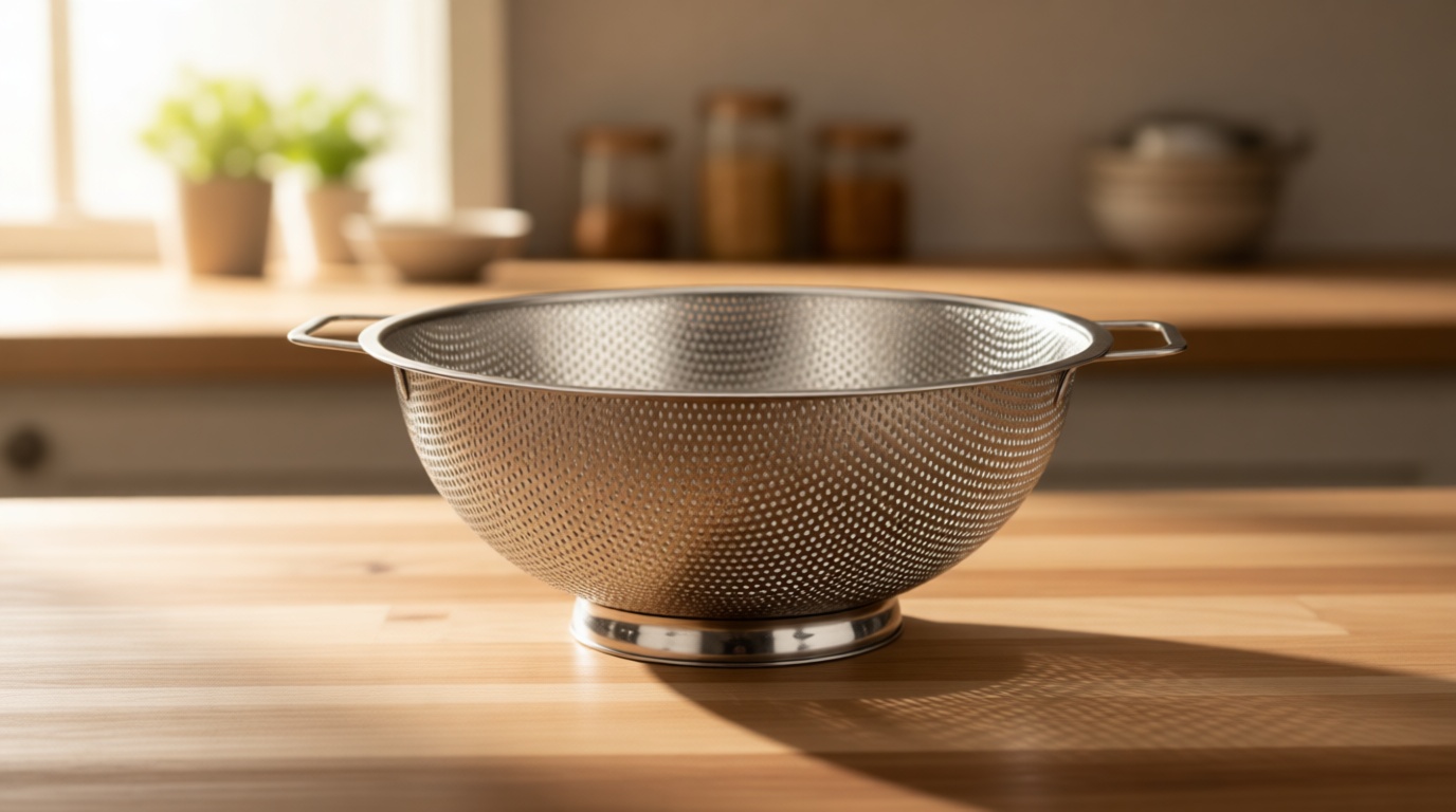 Colander for Kitchen, 3QT, Stainless Steel Colander Strainer with Handle for Fruits Vegetables Cooking Food, Dishwasher Safe