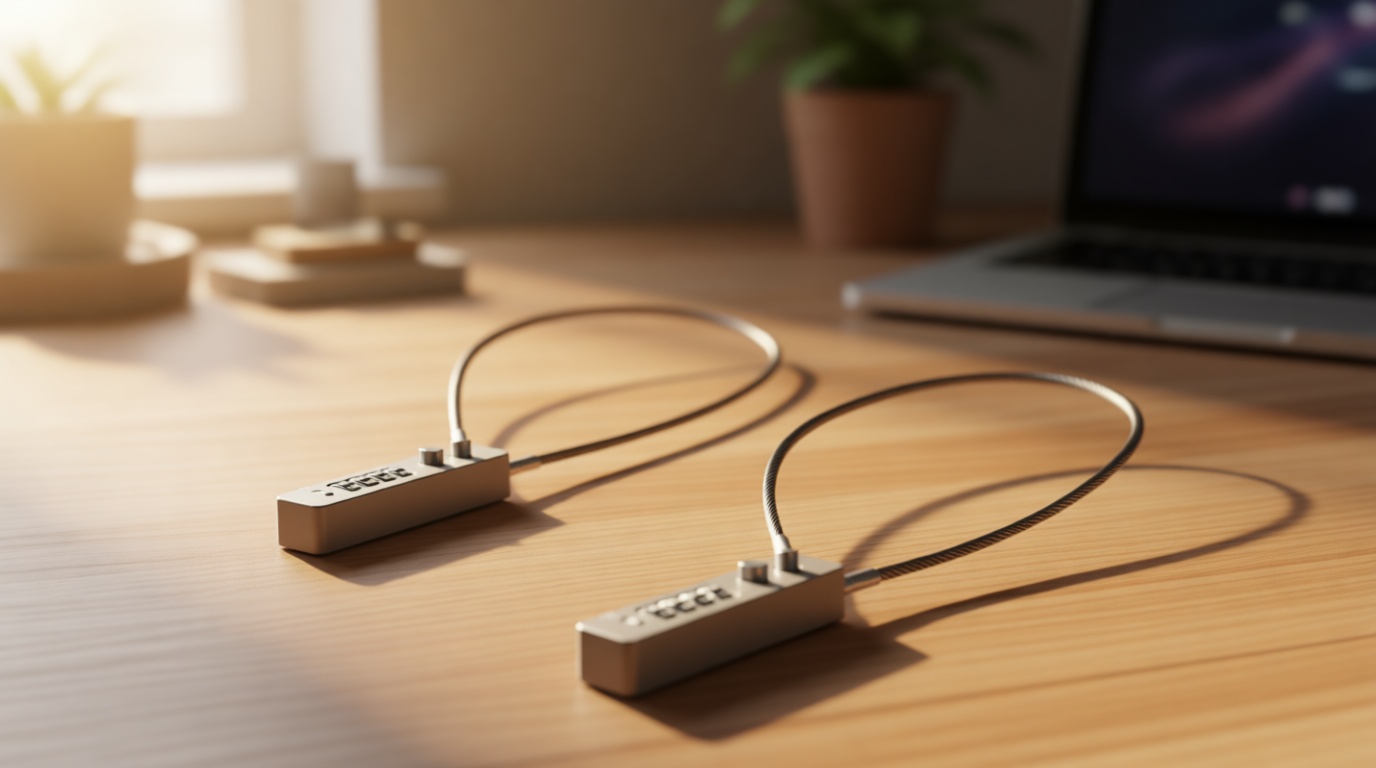 QWORK 2 Pack High Security Cable Lock with 4 Digital Resettable Combination - 23.6" Steel Cable, Grey Color - Ideal for Bikes, Lockers, Traveling Luggage, and More