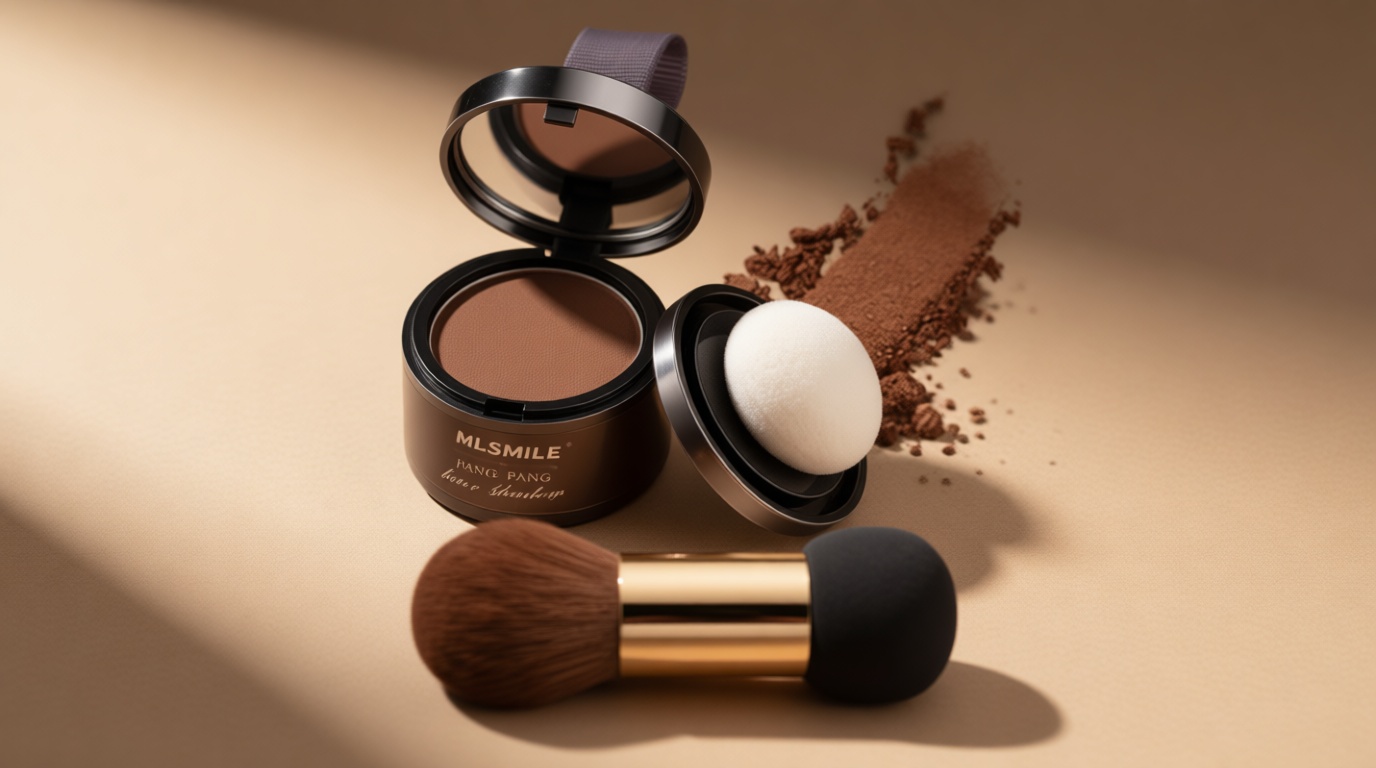 Hairline Powder Hair Root Touch Up - 3 Brush Heads, Instant Cover up Gray Hair, Portable Hair Color Concealer, Women Men's Grey Hair Coverage, Multi-purpose for Shadow & Contouring - Dark Brown