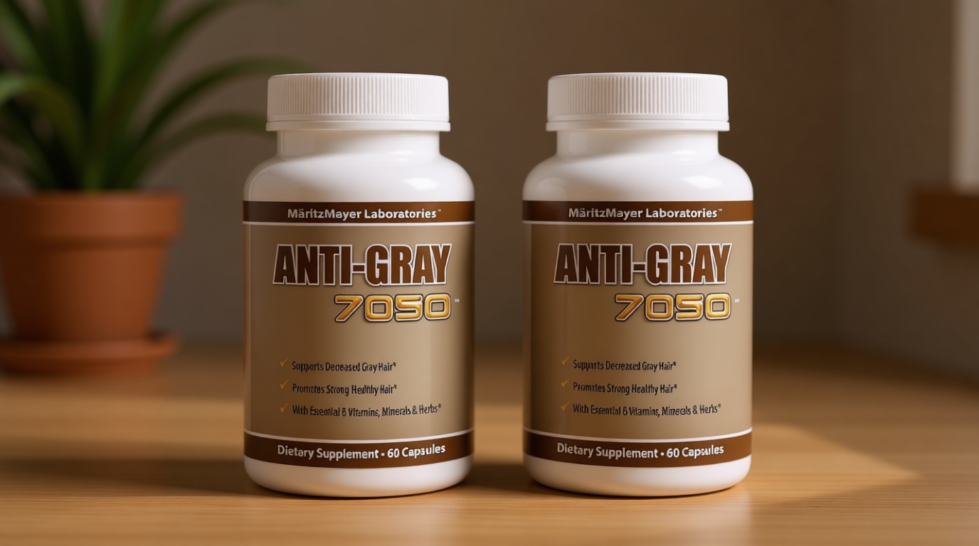 Anti-Gray Hair 7050 Helps Restore Natural Hair Color 60 Capsules Per Bottle (2 Bottles)