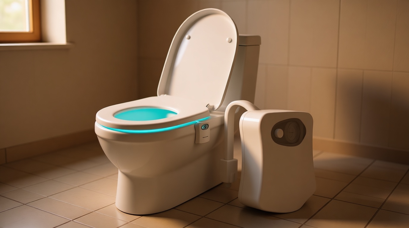 ZEZHOU Original Toilet Night Light 2 Pack, Motion Sensor Activated LED Lamp, Fun 8 Colors Changing Bathroom Nightlight Add on Toilet Bowl Seat, Perfect Decorating Gadget for Dad Adults Kids Toddler