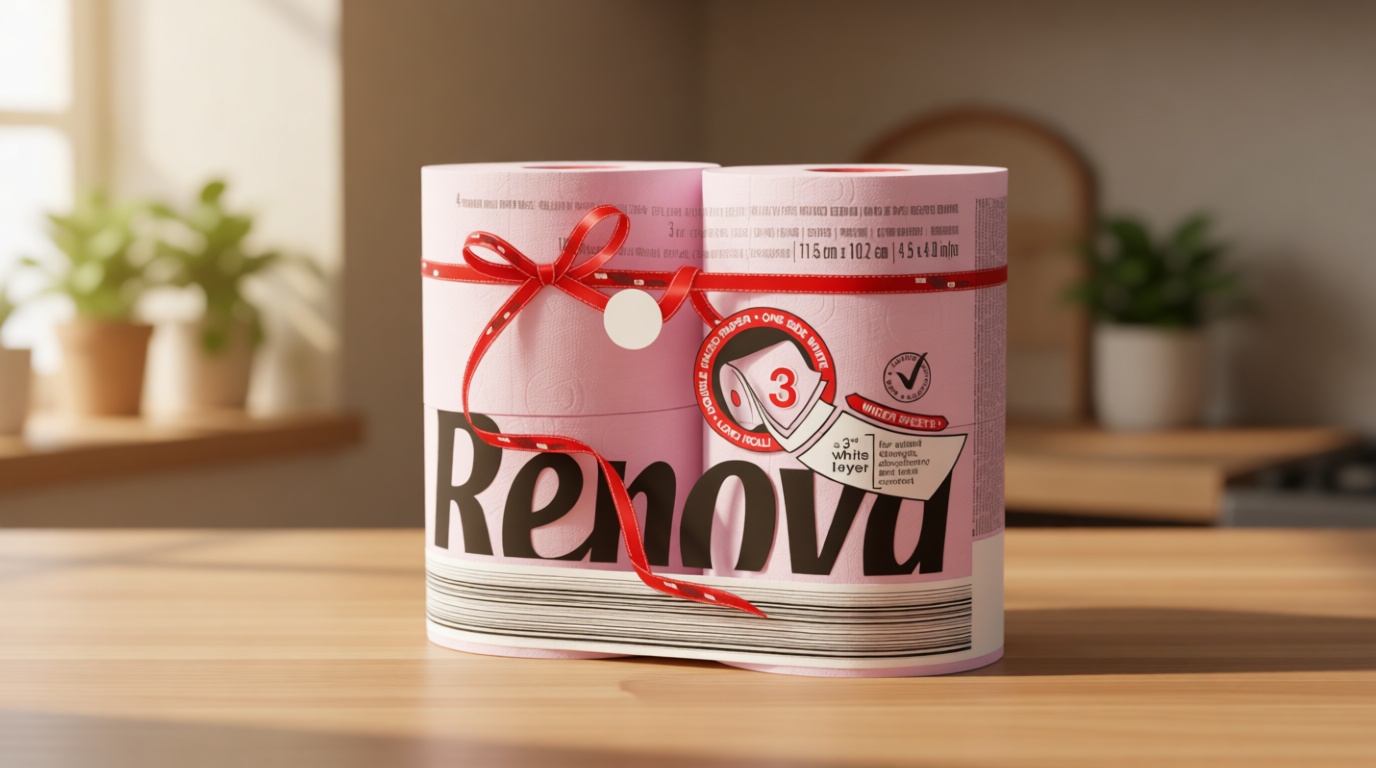 Renova Colored Toilet Paper 3-Ply – 4 Rolls Set – Soft Decorative Bathroom Tissue in Multiple Colors (Rose, 4 Count (Pack of 1))