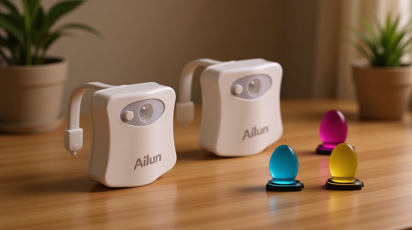 Toilet Night Light 2Pack by Ailun Motion Sensor Activated LED Light 8 Colors Changing Toilet Bowl Illuminate Nightlight for Bathroom Battery Not Included Perfect with Water Faucet Light