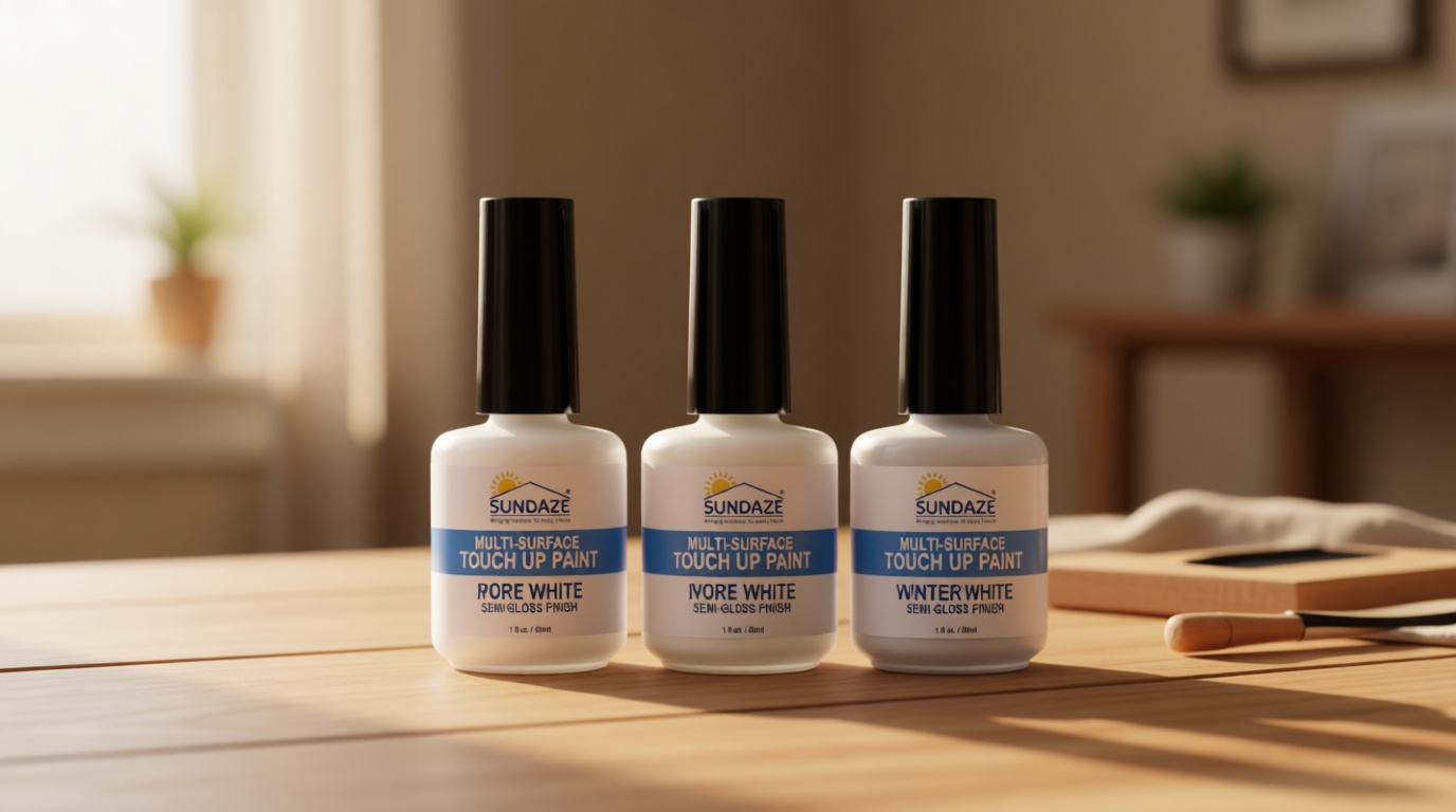 Sundaze Semi-Gloss White Touch-Up Paint Pen Kit - Wall, Kitchen Cabinet, Furniture, Wood Door Touch Up - 3 Color Shades, Instantly Repair & Restore Scratches, Chips, Stains - Mix Perfect Color Match