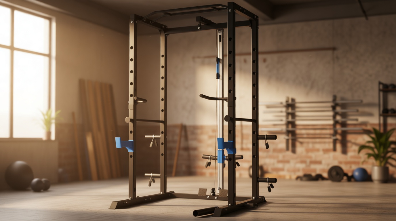 ULTRA FUEGO Power Cage, Multi-Functional Power Rack with J-Hooks, Dip Handles, Landmine Attachment and Optional Cable Pulley System for Home Gym