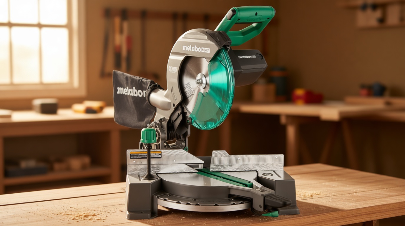 Metabo HPT 10-Inch Single Bevel Compound Miter Saw, 15-Amp Power Saw with Xact Cut Shadow Line, Precision Miter Angles, Single Bevel 0-45°, 40T TCT Miter Saw Blade, Lightweight Design, C10FCG2