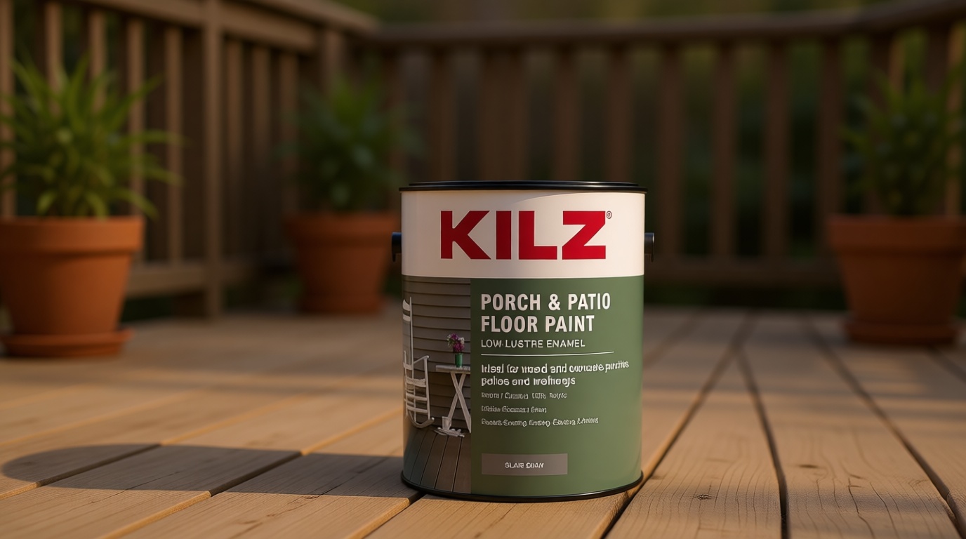 KILZ Low-Lustre Enamel Porch & Patio Latex Floor Paint, Interior/Exterior, Slate Gray, 1 Gallon