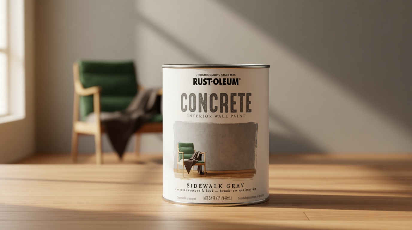 Rust-Oleum 379908 Concrete Interior Wall Paint, Quart, Sidewalk Gray