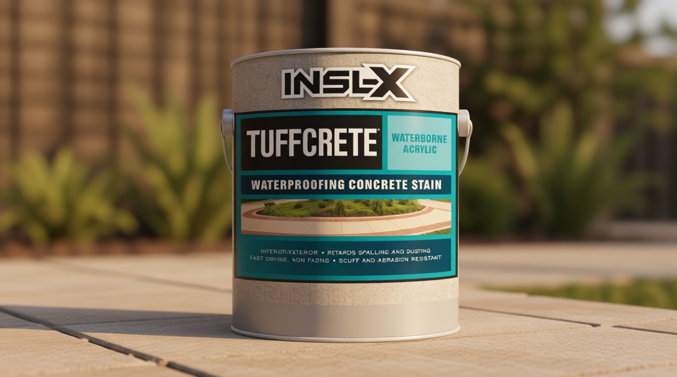 INSL-X TuffCrete Waterborne Acrylic Concrete Stain Paint, Light Gray, 1 Gallon