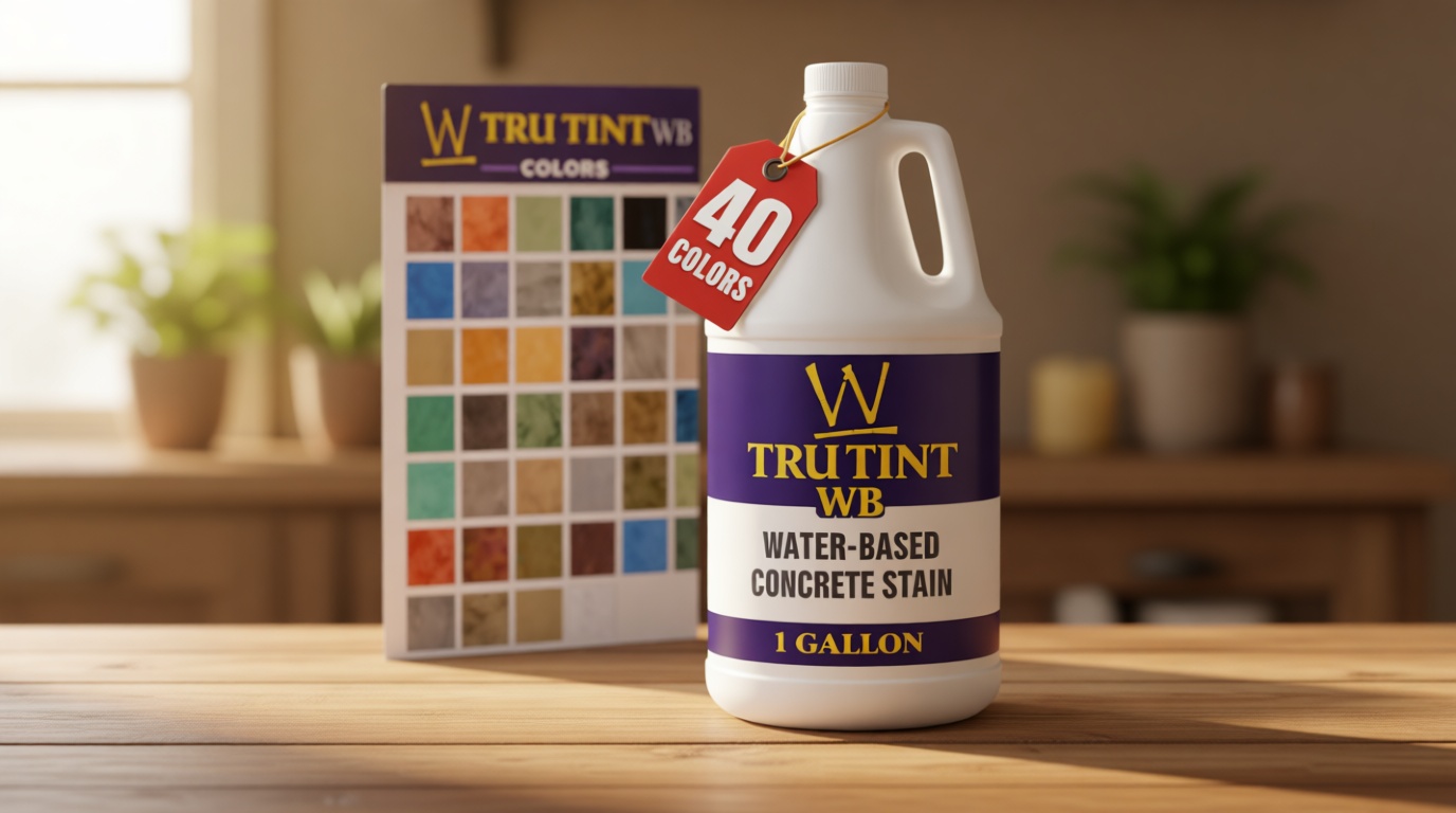 Water-Based Concrete Stain – Decorative Color for Concrete, Cement & Masonry – Low VOC, Indoor/Outdoor Use – Professional & DIY Concrete Coloring - Black 1 Gallon