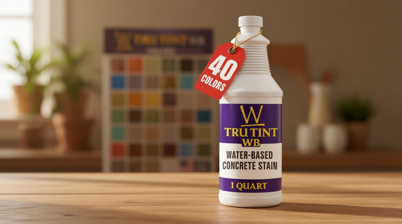 Water-Based Concrete Stain Tru Tint (Espresso) 1 Quart - Professional Grade, Eco-Friendly, Safe & Easy to Use (40 Colors Available) Also for Pavers, Natural Stone, Cement, Vertical