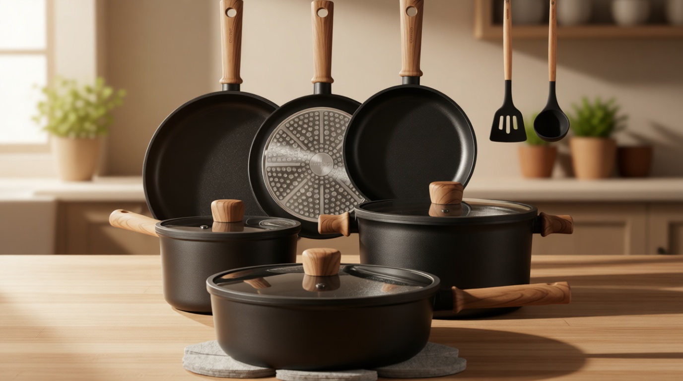 CAROTE Nonstick Pots and Pans, Induction Titanium Cookware Set 16pcs Kitchen Cooking Sets, Pot and Pan Non Stick w/Frying pan (PFOS, PFOA Free)