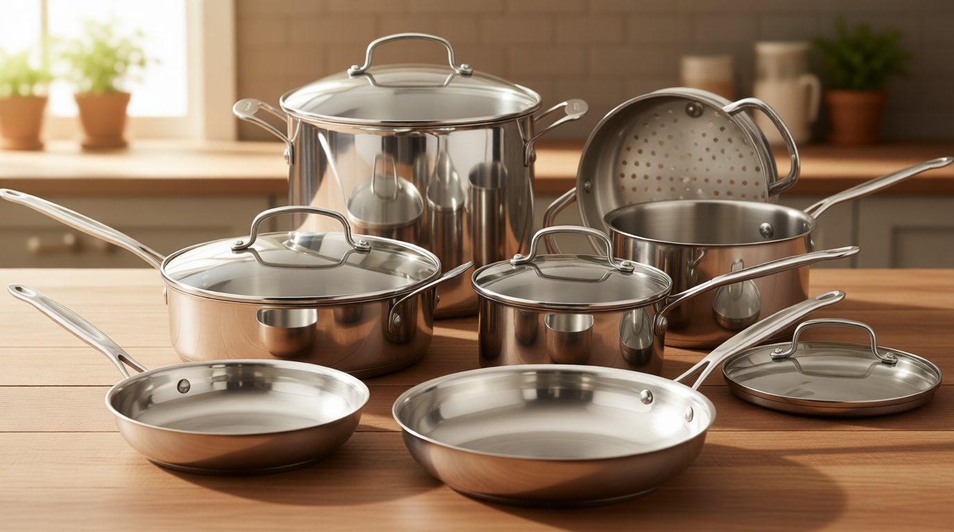 Cuisinart Chef’s Classic 11-Piece Stainless Steel Pots and Pans Set, Cookware Set Compatible with Induction, Electric, Gas Cooktops, Aluminum Core for Even Heat, Cool Grip Handles, Dishwasher Safe