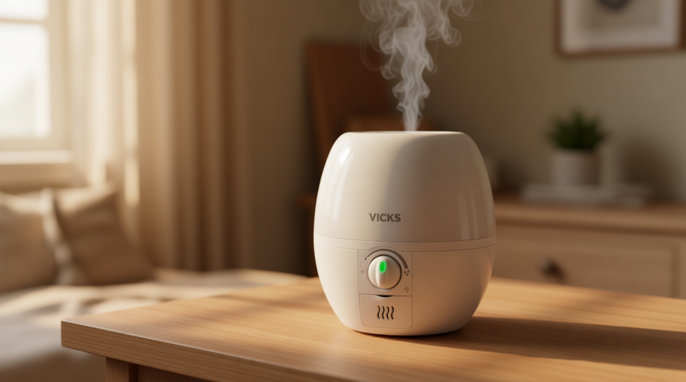 Vicks Humidifier 3-in-1 SleepyTime Cool Mist Humidifier for Baby & Kids Rooms with Color Changing Night Light and Essential Oil Diffuser, White