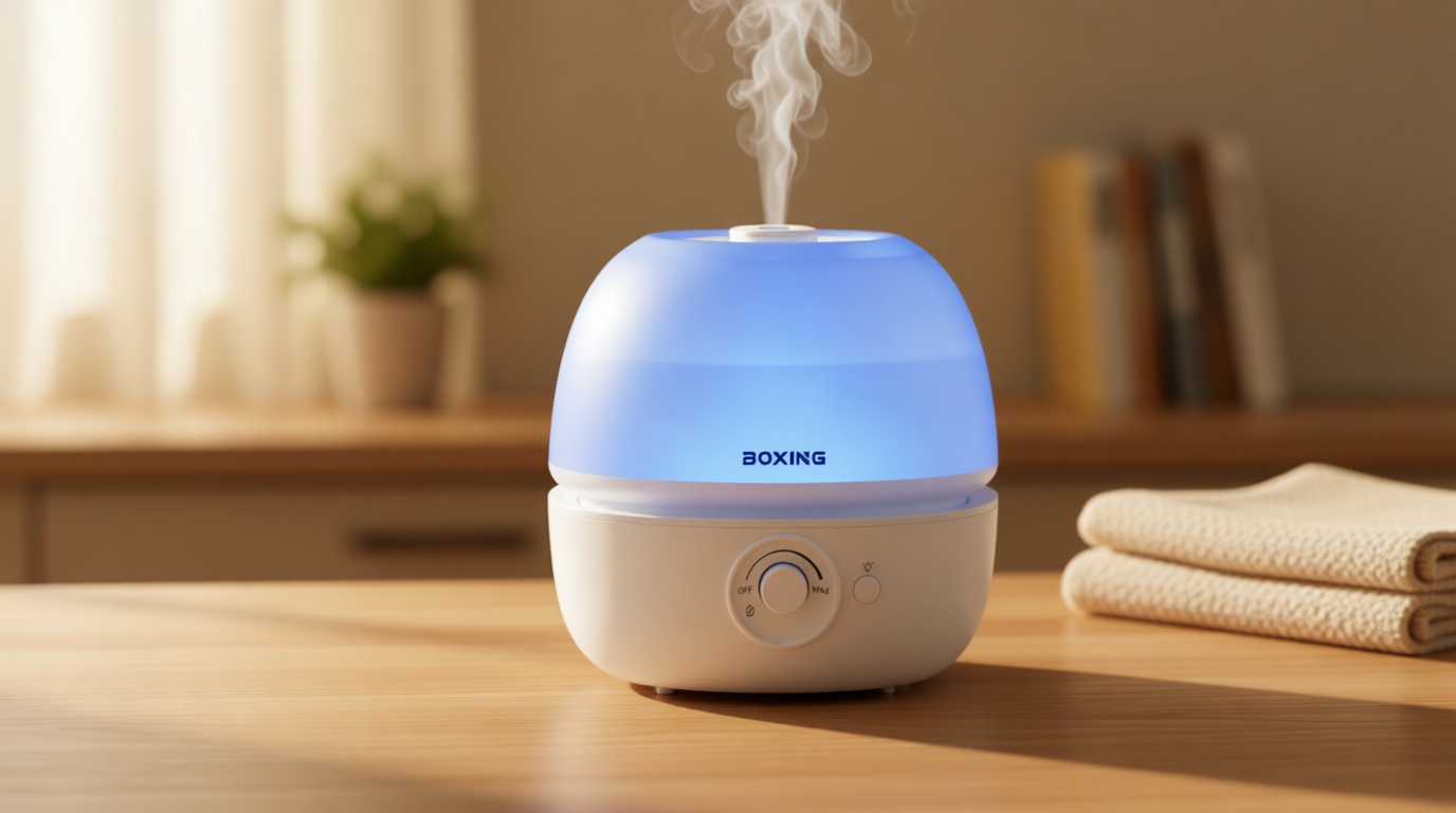BOXING 3L Cool Mist Humidifier, Ultra Quiet 20dB for Bedroom, Baby & Office, Top Fill Air Humidifier for Home Office & Indoor Plants, 30H Runtime, Essential Oil Tray, Night Light, BPA-Free, White Global Recycled Standard