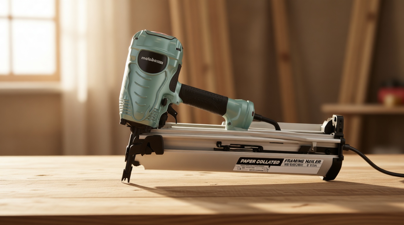 Metabo HPT Framing Nailer, Pro-Preferred Framing Tool for Flooring, Truss Build-Up, Roof Decking, and Housing Construction, Quick Switch Nailing, 3-1/2" 30° Paper Collated Nails, NR90ADS1