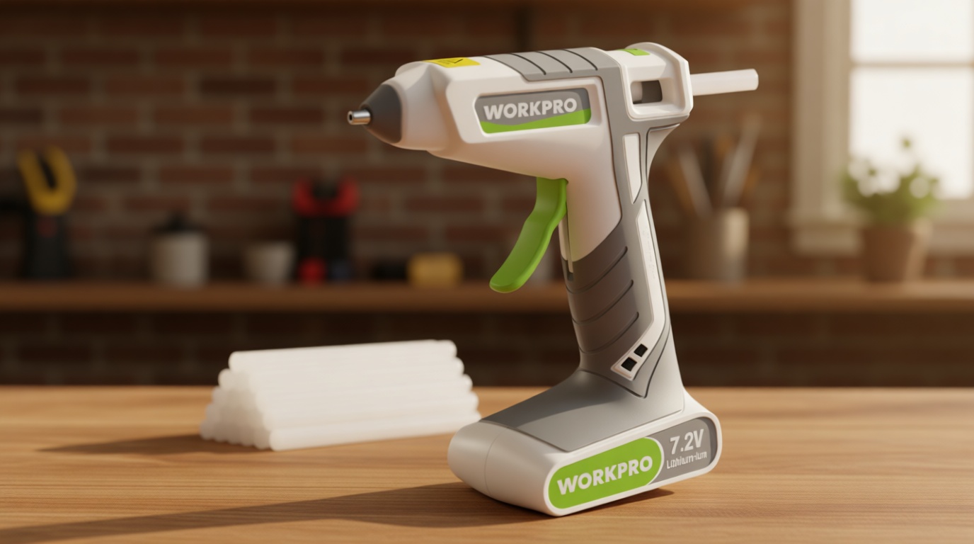 WORKPRO 7.2V Cordless Hot Melt Glue Gun, Rechargeable Fast Preheating Glue Gun Kit with 20 Pc Premium Mini Glue Stick, Automatic-Power-Off for Art, Craft, Decoration, USB Type-C Cable Included