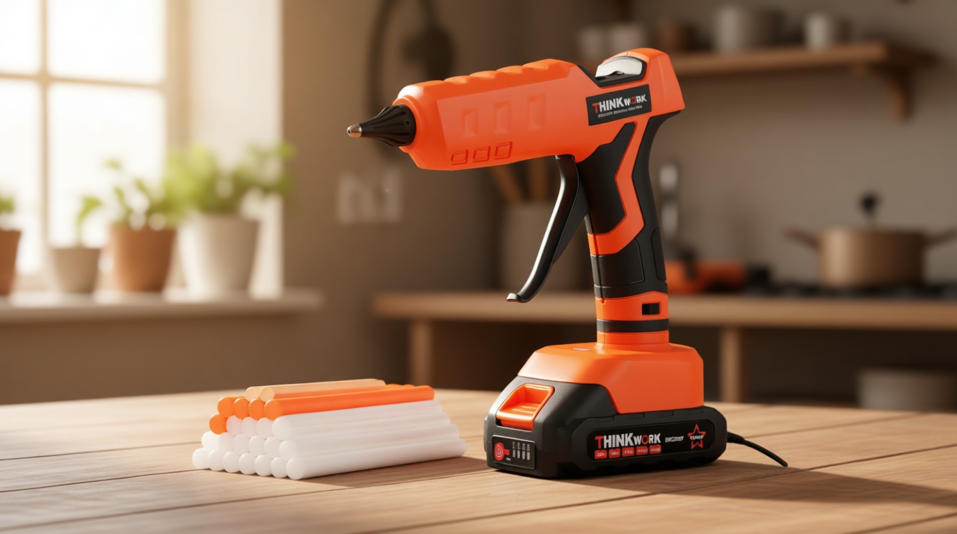 THINKWORK Hot Glue Gun, 20V Cordless Glue Gun with 30 PCS Full Size Sticks, Drip-Free Fast Heating Glue Gun Kit for DIY&Crafts, Repair and Construction, Rechargeable Battery and Charger Included