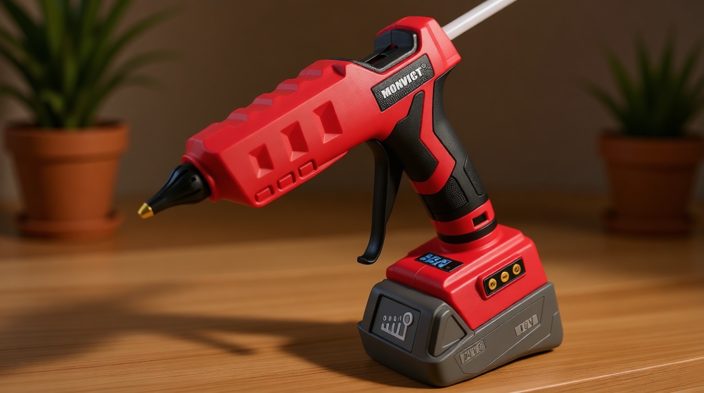 MONVICT 100W Cordless Glue Gun for Milwaukee 18V Battery, Upgraded Digital Temperature Adjustable Handheld Electric Power Full Size Heavy Duty Hot Glue Gun with 10 Glue Sticks (Tools only)