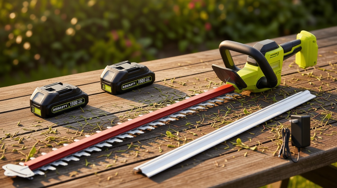 22 Inch Hedge Trimmer Cordless with 2 Batteries and Charger, 20V Handheld Electric Hedge Trimmer with Dual-Action Blades, Lightweight Bush Trimmer Pruning Shears Grass Cutter Shrub for Yard and Garden Global Recycled Standard