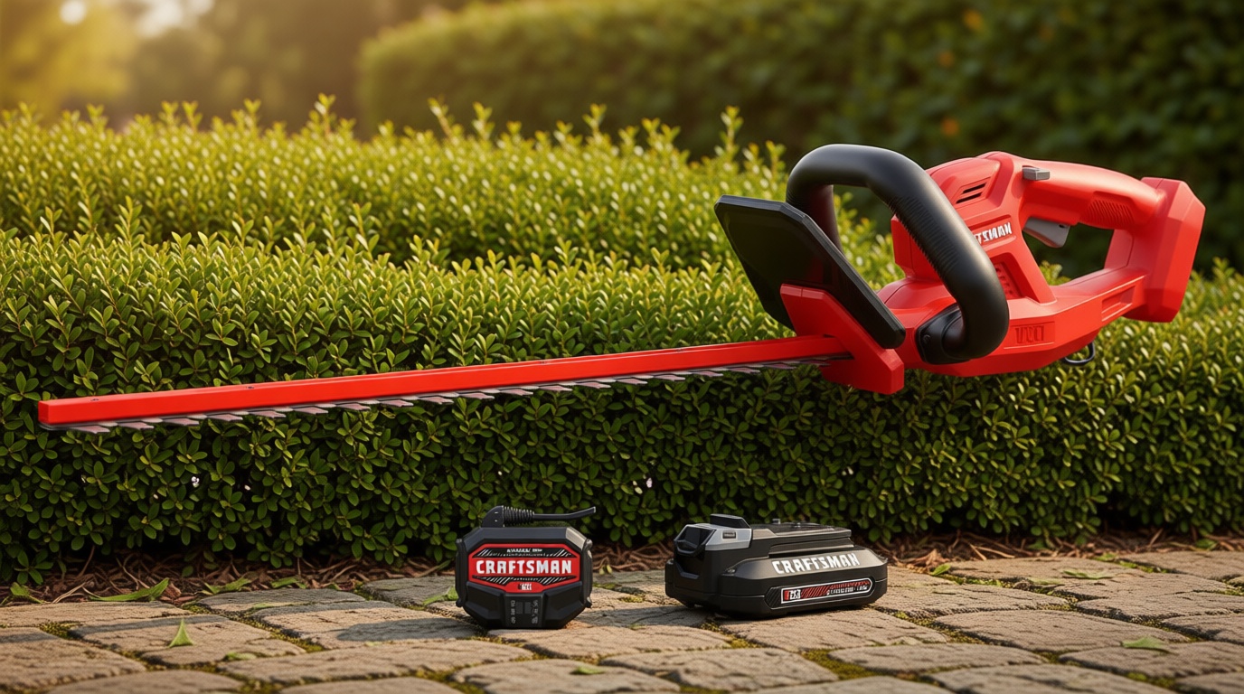 CRAFTSMAN V20 Cordless Hedge Trimmer with Battery and Charger Included, 20 in. Blade, Rechargeable Bush Trimmer Cordless, Lightweight (CMCHT810C1)