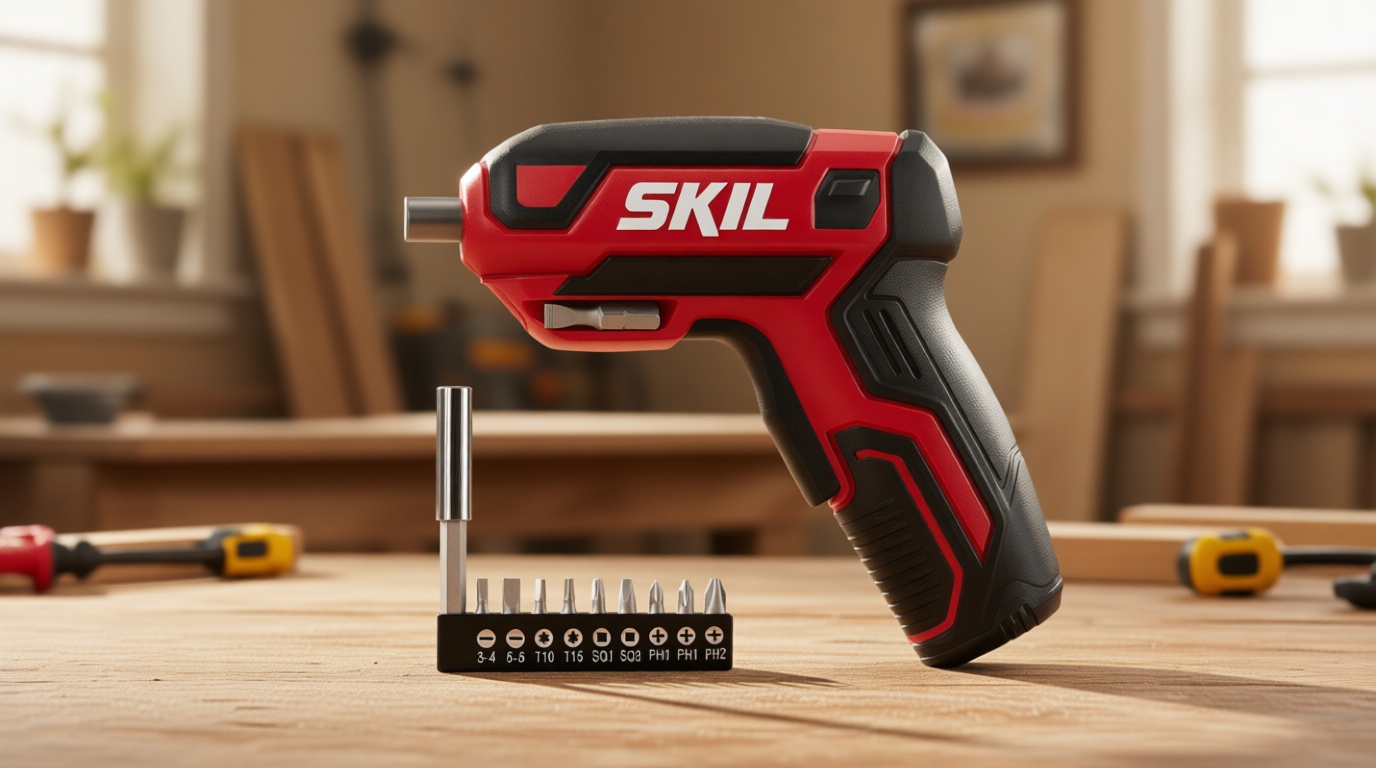 SKIL Rechargeable 4V Cordless Screwdriver Includes 9pcs Bit, 1pc Bit Holder, USB Charging Cable - SD561801
