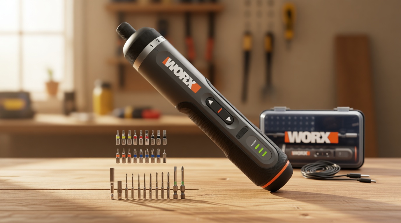 WORX WX242L 4V Lithium Screwdriver - 30-Piece Accessory Kit - Cordless Electric Driver - Rechargeable Battery - Black/Silver - Home DIY, Assembly, Furniture Installation, Repairs, Professional Use