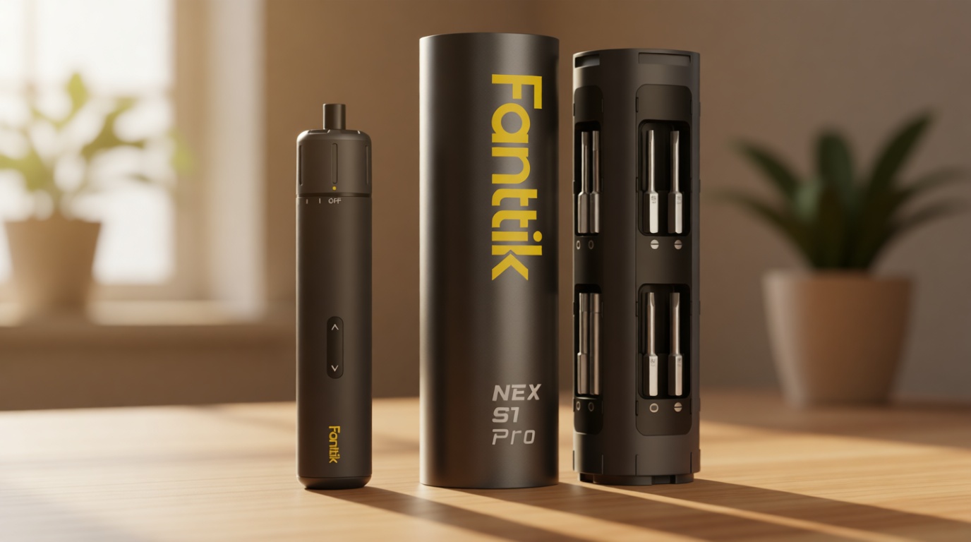 Fanttik S1 Pro Electric Screwdriver, Power Screwdriver with16 S2 Steel Bits, 3 Torque Settings, Max 6 N.m, 2000mAh Battery, LED Light & 1/4''Hex, Ideal Tool for Furniture & Gaming PC