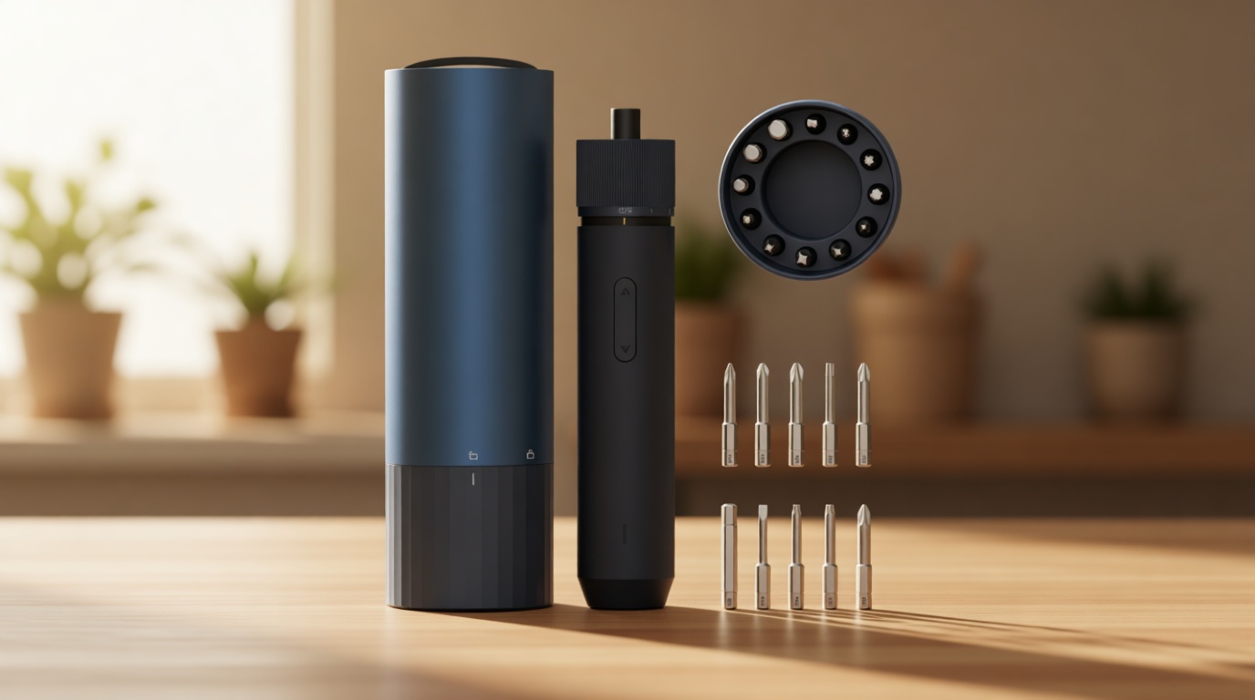 HOTO Electric Screwdriver Rechargeable, 3.6V Cordless Screwdriver Set USB-C, 1/4'' Hex Bits, 3 Torque Settings, 1500mAh Battery, LED Light & 12 S2 Metal Bits for Furniture/Electrical Repairs