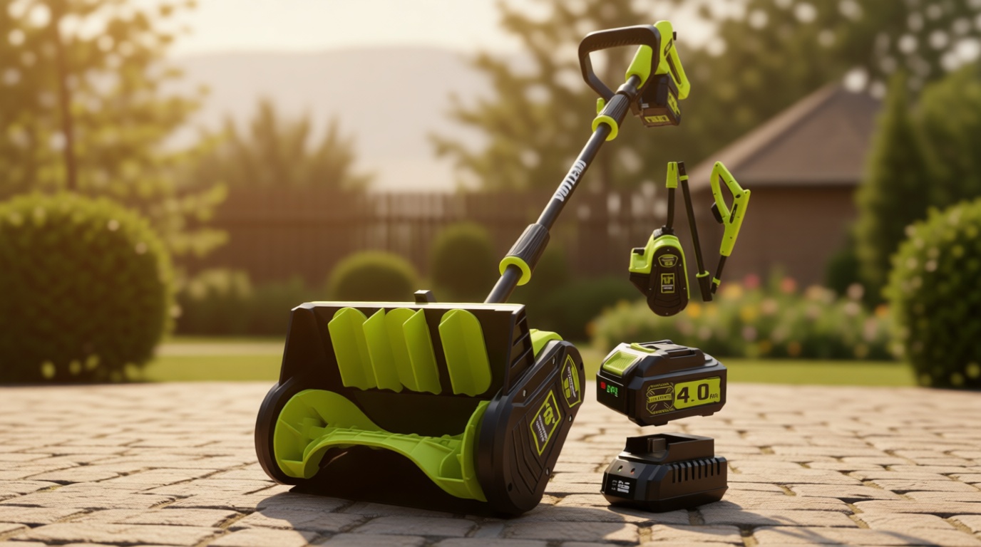 40V Cordless Snow Shovel, 13 Inch 4.0Ah Electric Snow Shovel with Directional Plate, Brushless Cordless Snow Blower for Pathway, Patio, Deck, Driveway, Green