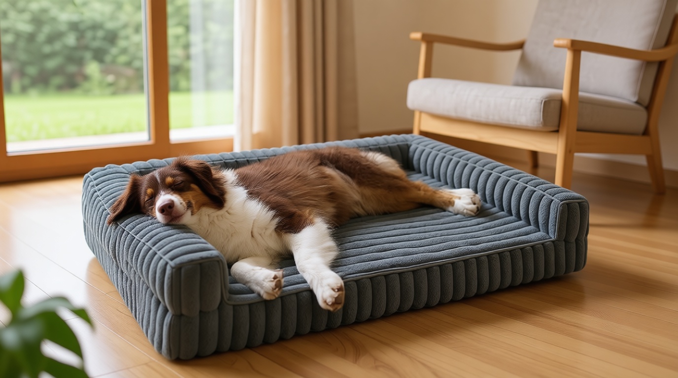 Bedsure ComfyFleece™ Orthopedic Dog Beds Large Sized Dog, Waterproof Memory Foam Pet Couch Sofa with Sides, Non-Slip Bottom and Egg-Crate Foam Large Pet Bed with Washable Corduroy Cover, Grey OEKO-TEX STANDARD 100