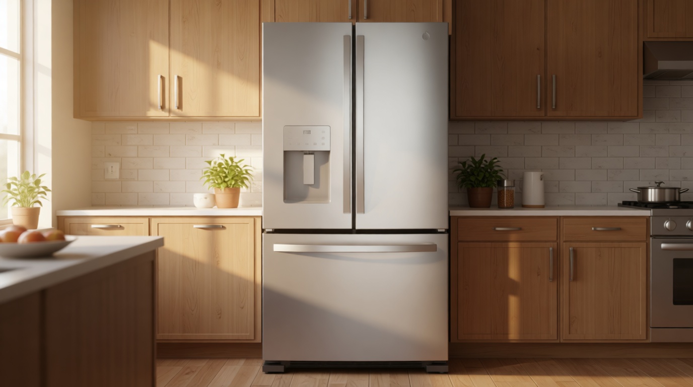 GE 20.6 cu. ft. Counter Depth French Door Refrigerator in Fingerprint Resistant Stainless GYE21JYMFS ENERGY STAR