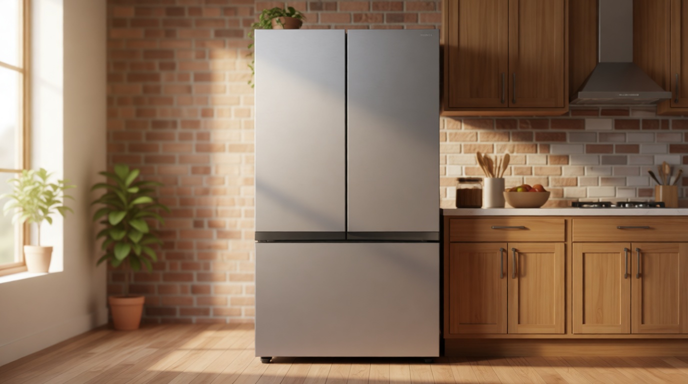 Samsung 24 Cu. Ft. Bespoke Counter Depth 3-Door French Door Refrigerator with AutoFill Water Pitcher, Stainless Steel, RF24BB6200QLAA