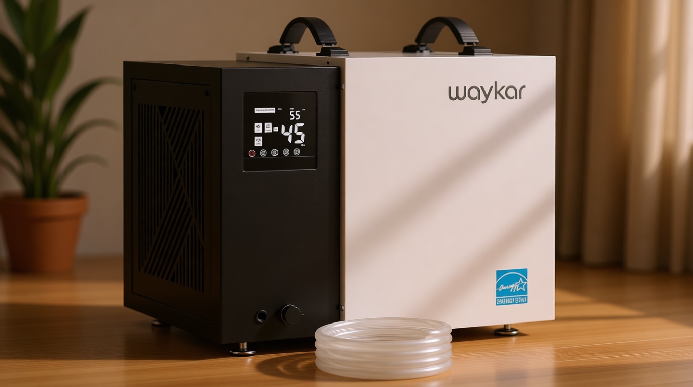Waykar 70 Pint Energy Star Crawl Space Dehumidifier with Pump, Commercial Dehumidifier for Basements and Home, for Spaces up to 5000 Square Feet, Smart Humidity Control - 5-Year Quality Coverage Recycled Claim Standard Blended ENERGY STAR