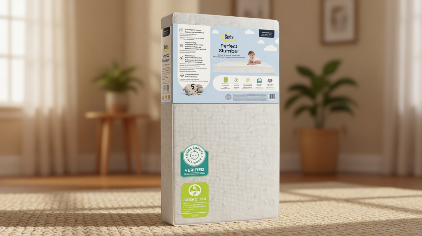 Serta Perfect Slumber Dual Sided Crib and Toddler Mattress - Waterproof - Hypoallergenic - Premium Sustainably Sourced Fiber Core -GREENGUARD Gold Certified (Non-Toxic) -7 Year Warranty - Made in USA