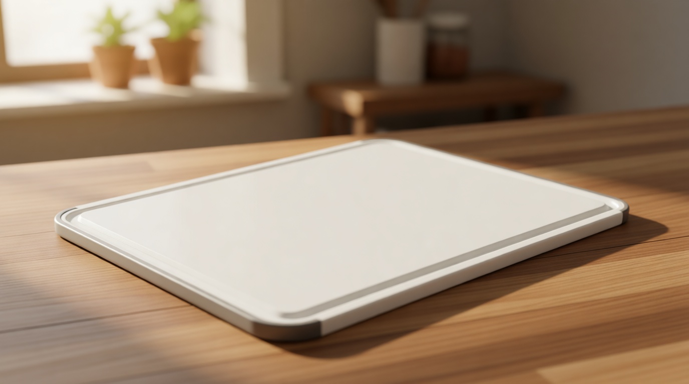 KitchenAid Classic Cutting Board with Perimeter Trench and Non Slip Edges, Dishwasher Safe, 11 inch x 14 inch, White and Gray