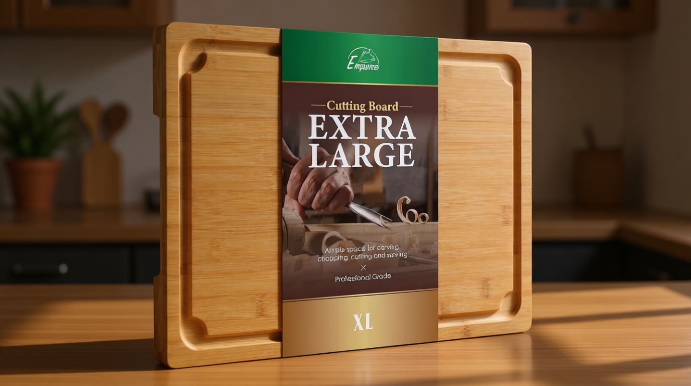 Extra Large Cutting Board, 17.6" Bamboo Cutting Boards for Kitchen with Juice Groove and Handles Kitchen Chopping Board for Meat Cheese board Heavy Duty Serving Tray, XL, Empune