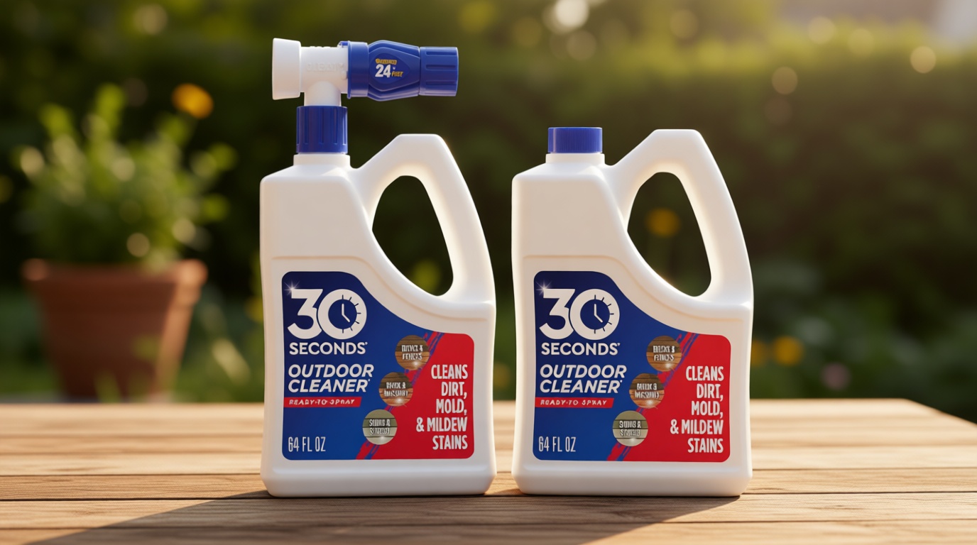 30 SECONDS Outdoor Cleaner 2 Pack with Hose End Sprayer - Cleans Stains from Algae, Mold and Mildew on Vinyl Siding, Deck, Patio, Brick and More