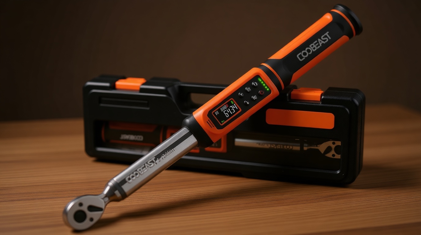 coobeast Digital Torque Wrench, 3/8 Drive Electronic Torque Wrench with Preset Value(1.5-99.5 Ft-lbs./2-135Nm), Buzzer and LED Flash Five Units of Measure for Bike Motorcycle Car