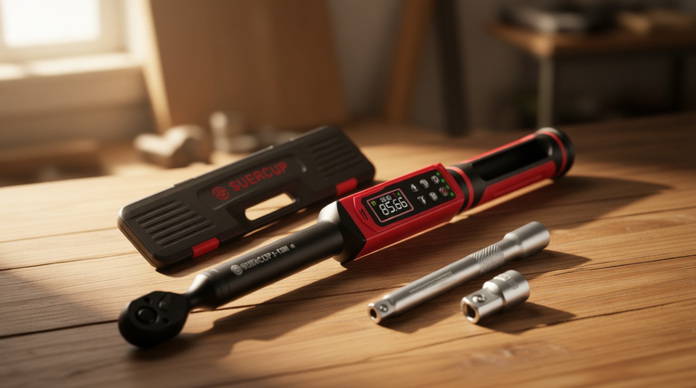 SUERCUP 3/8-inch Digital Torque Wrench(1.5-99.6Ft.Lb/2-135Nm) ±1% Accuracy Digital Torque Wrench with Vibration, Buzzer,LED Notification and Five Units of Measure, for Motorcycle, Auto Repair