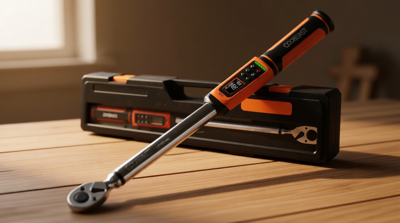 Digital Torque Wrench, 1/2 Drive Electronic Torque Screwdriver with Preset Value(3.76-250.8 Ft.lbs./5.1-340Nm), Buzzer and LED Flash Five Units of Measure Torque Wrench for Motorcycle, Auto Repair