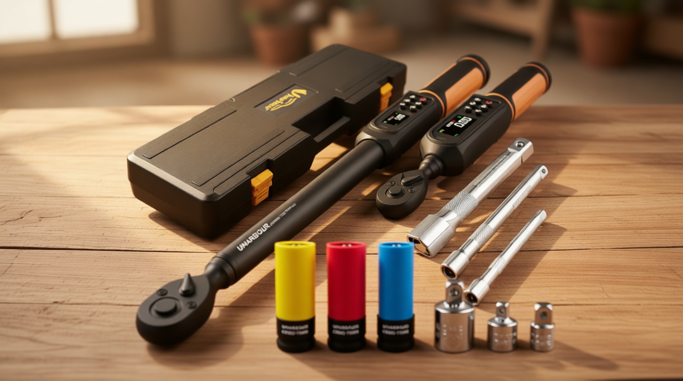 Digital Torque Wrench Set, 1/2"&3/8" Torque Wrench Digital with Dual Direction Ratchet, 3.8-250.8 Ft.lb & 0.66-44.29Ft.lbs Range, ±1% Accuracy with Vibration, Buzzer and LED Alert