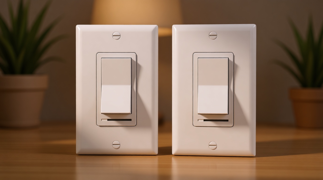 BESTTEN 2 Pack Dimmer Light Switch, Universal Lighting Control, Single Pole or 3 Way, Compatible with LED Dimmable Lamp, CFL, Incandescent, Halogen Bulb, Decorator Wallplate Included, UL Listed, White